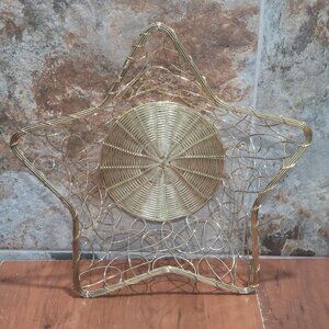 Gold Metal Scroll Wire Christmas Tree Basket Holiday Decor